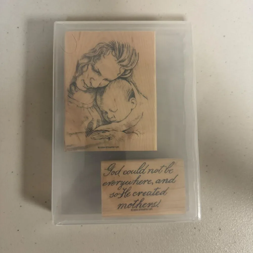 Stampin Up! Maternal Instincts Rubber Set Mothers Day Baby Announcement Card Art
